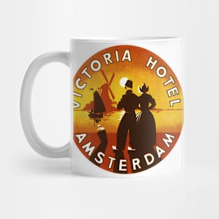 Vintage Travel Poster, Victoria Hotel, Amsterdam Mug